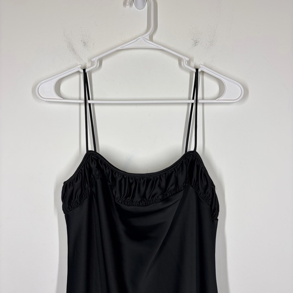 Anthropologie Square Neck Black Satin Slip Dress Size Small Petite - Picture 8 of 13